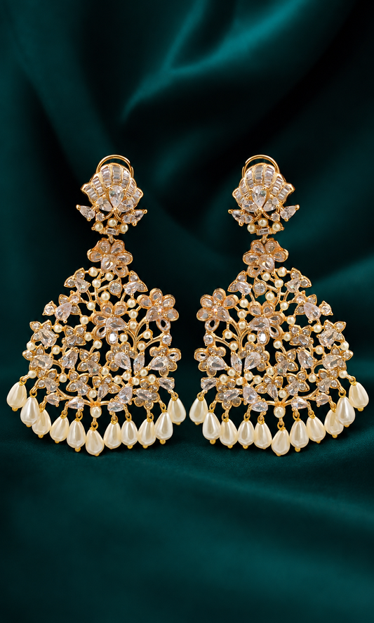 Royal Kundan Crescent Statement Earrings