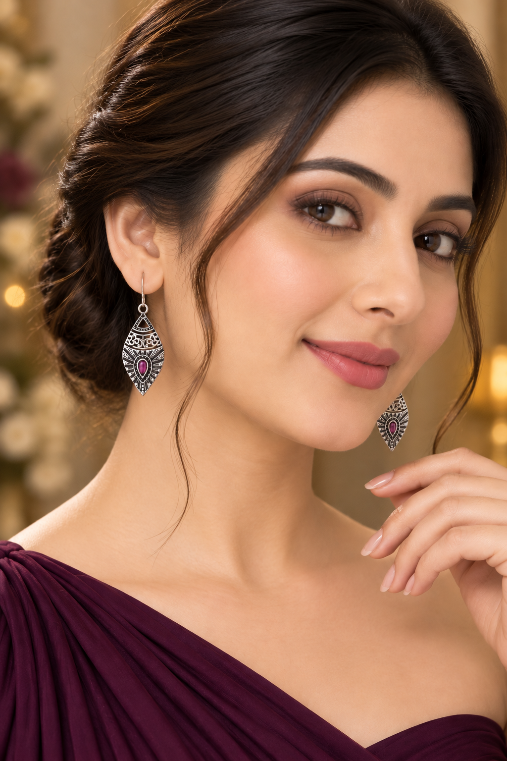 Ruby Gleam Drop Earrings