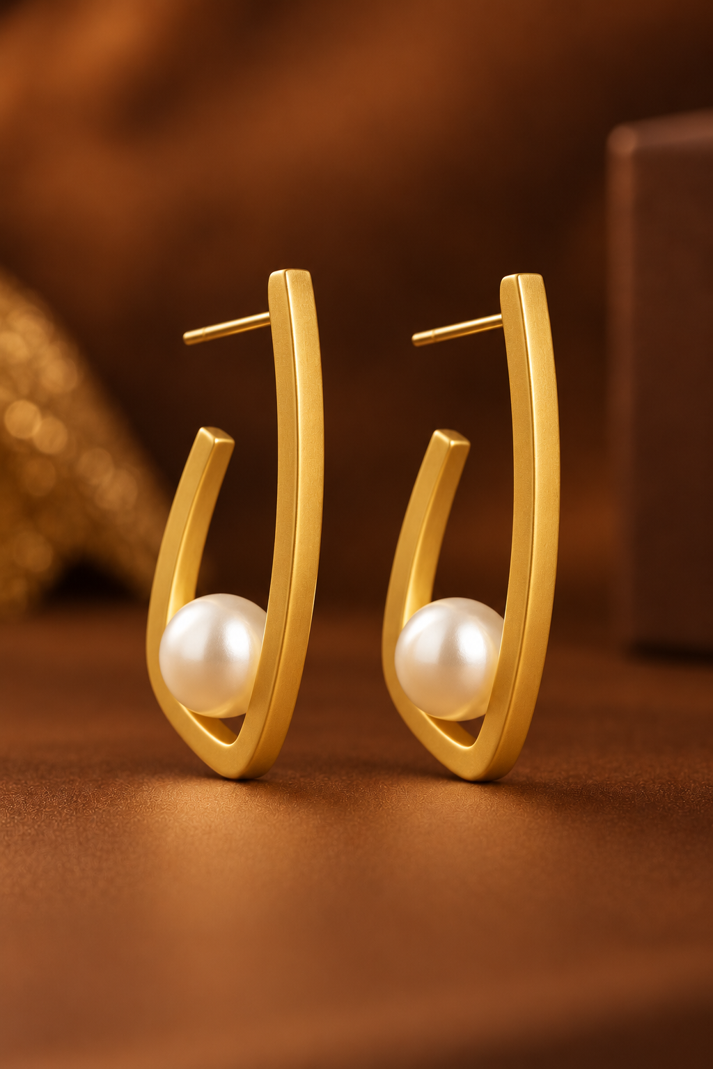 Golden Aura Pearl Hoops