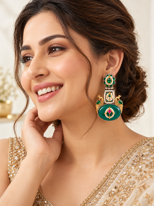 Royal Green Heritage Dangler Earrings
