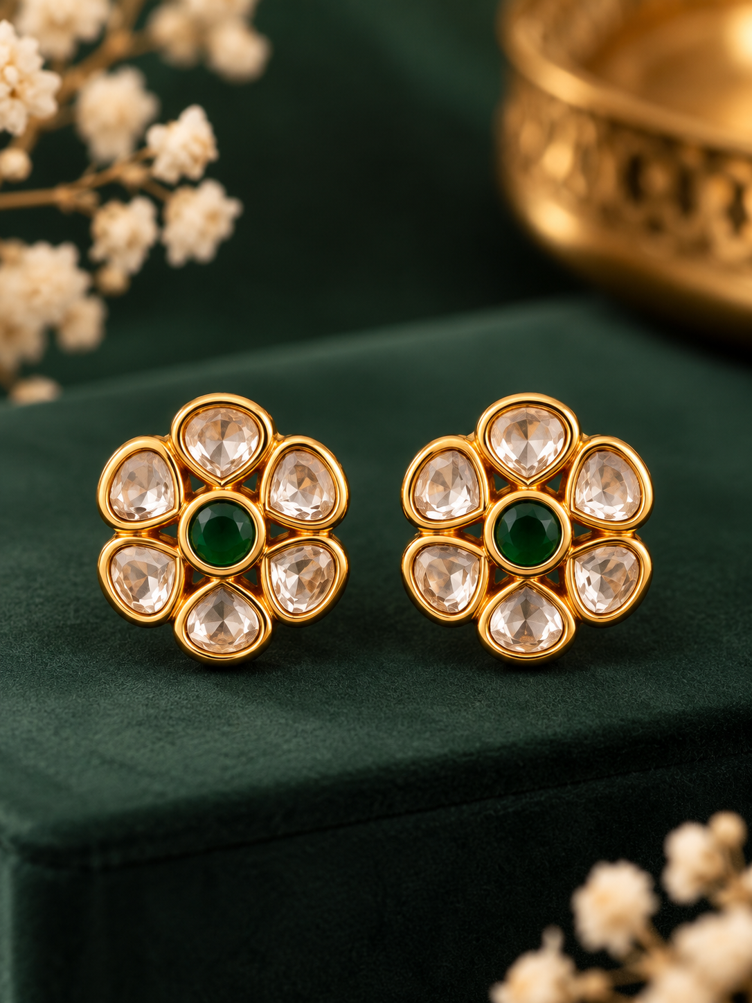 Royal Emerald Floral Necklace Set
