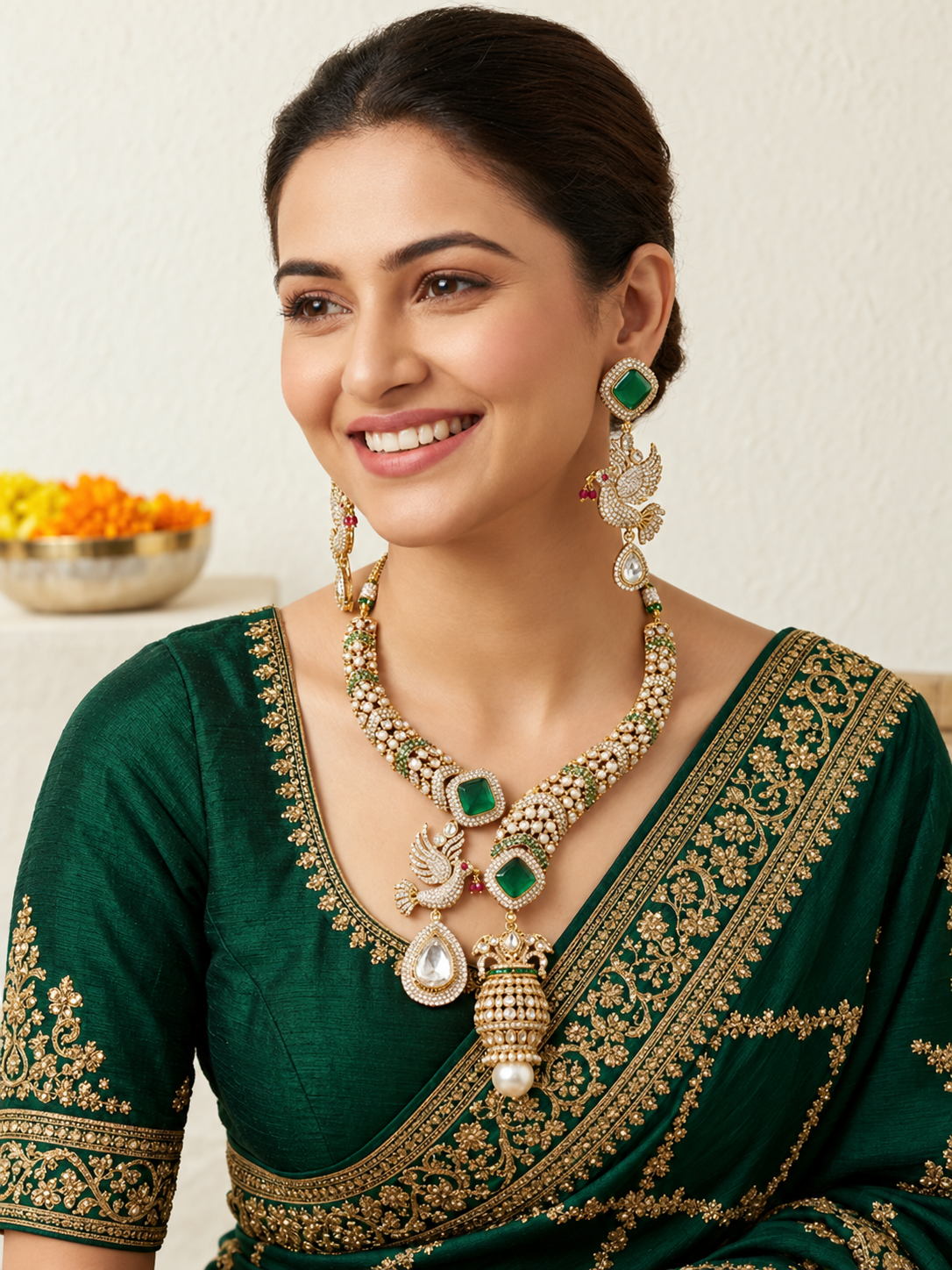 Emerald Heritage Statement Necklace Set
