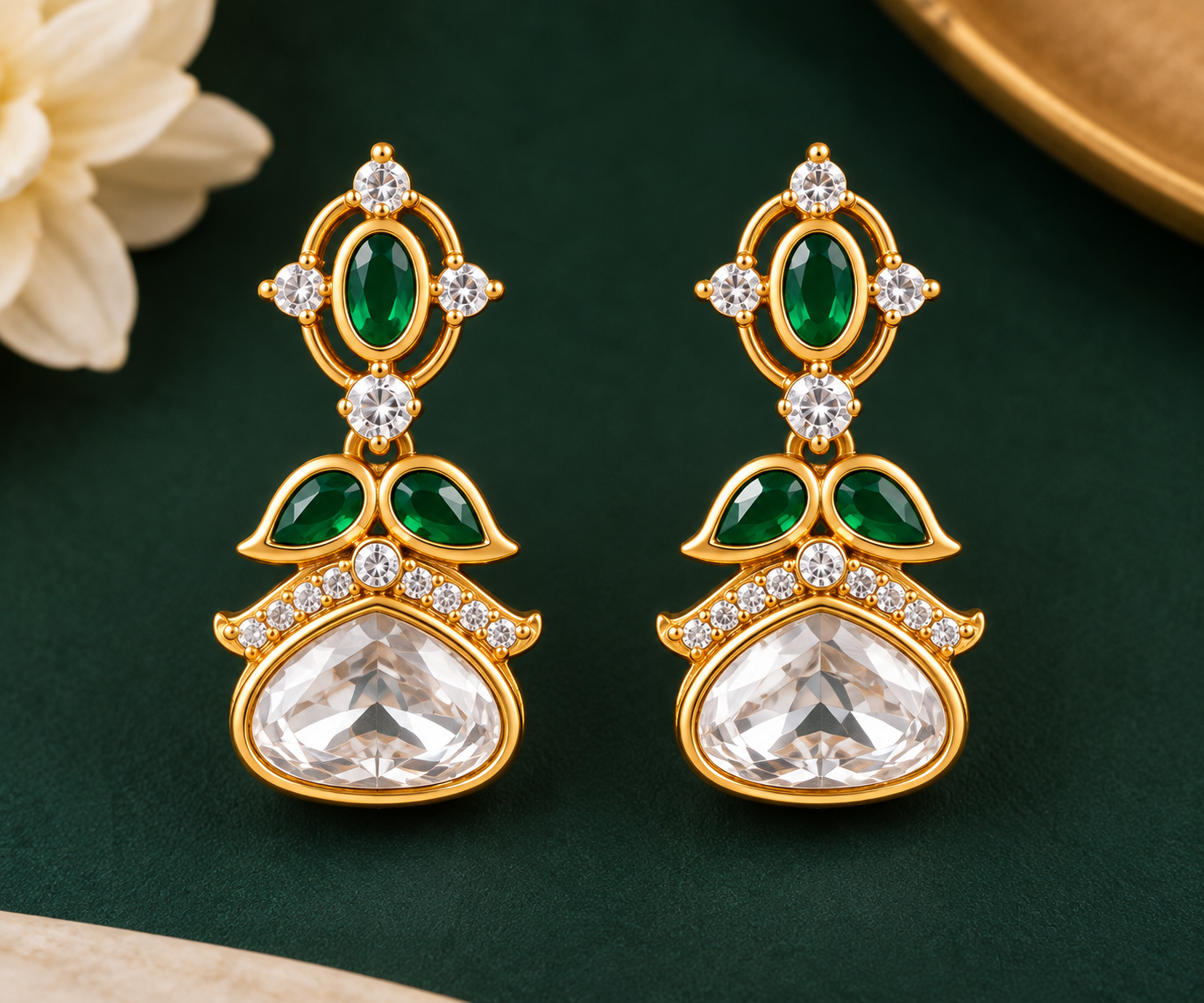Emerald Radiance Crystal Necklace Set