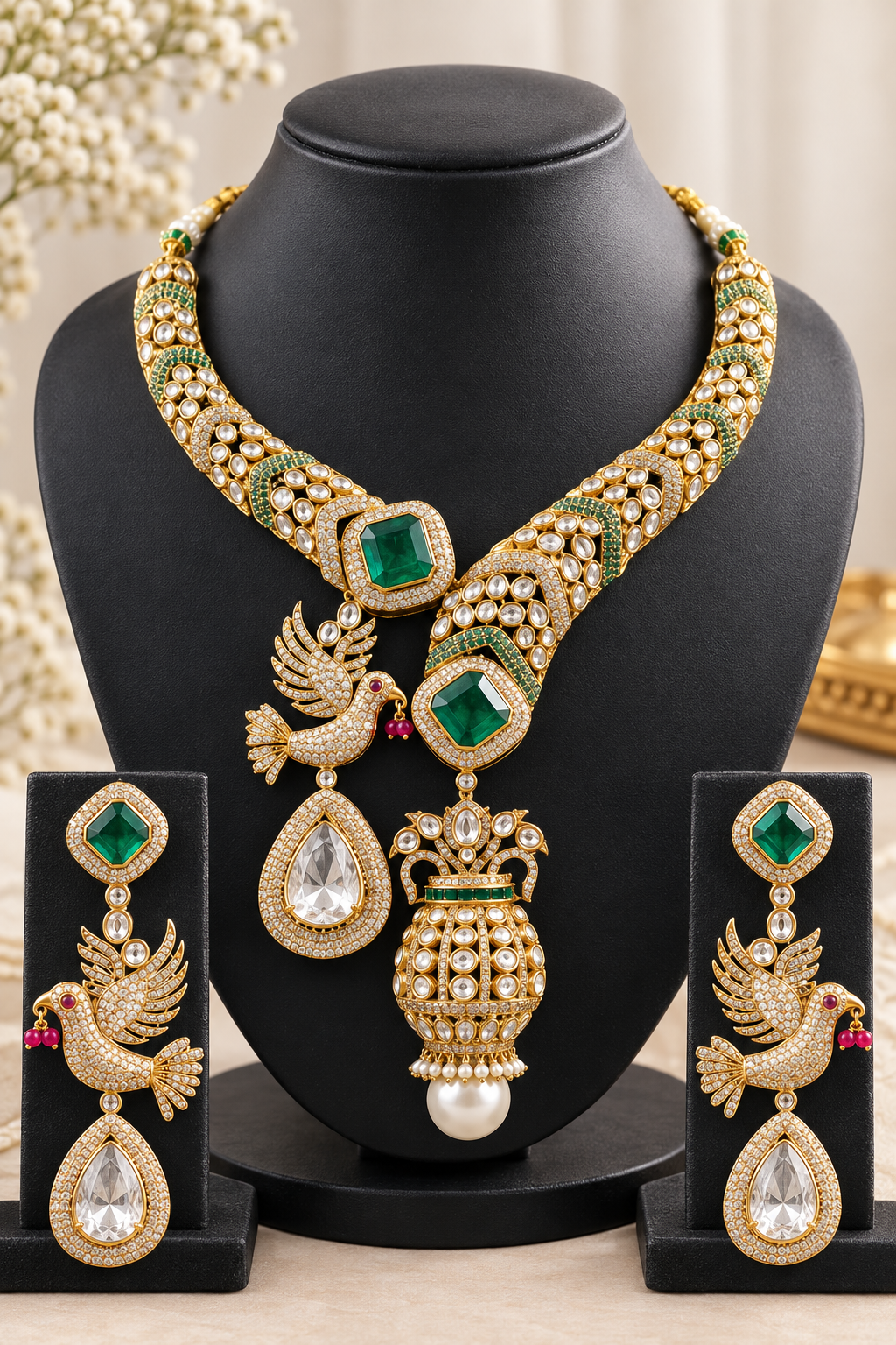 Emerald Heritage Statement Necklace Set