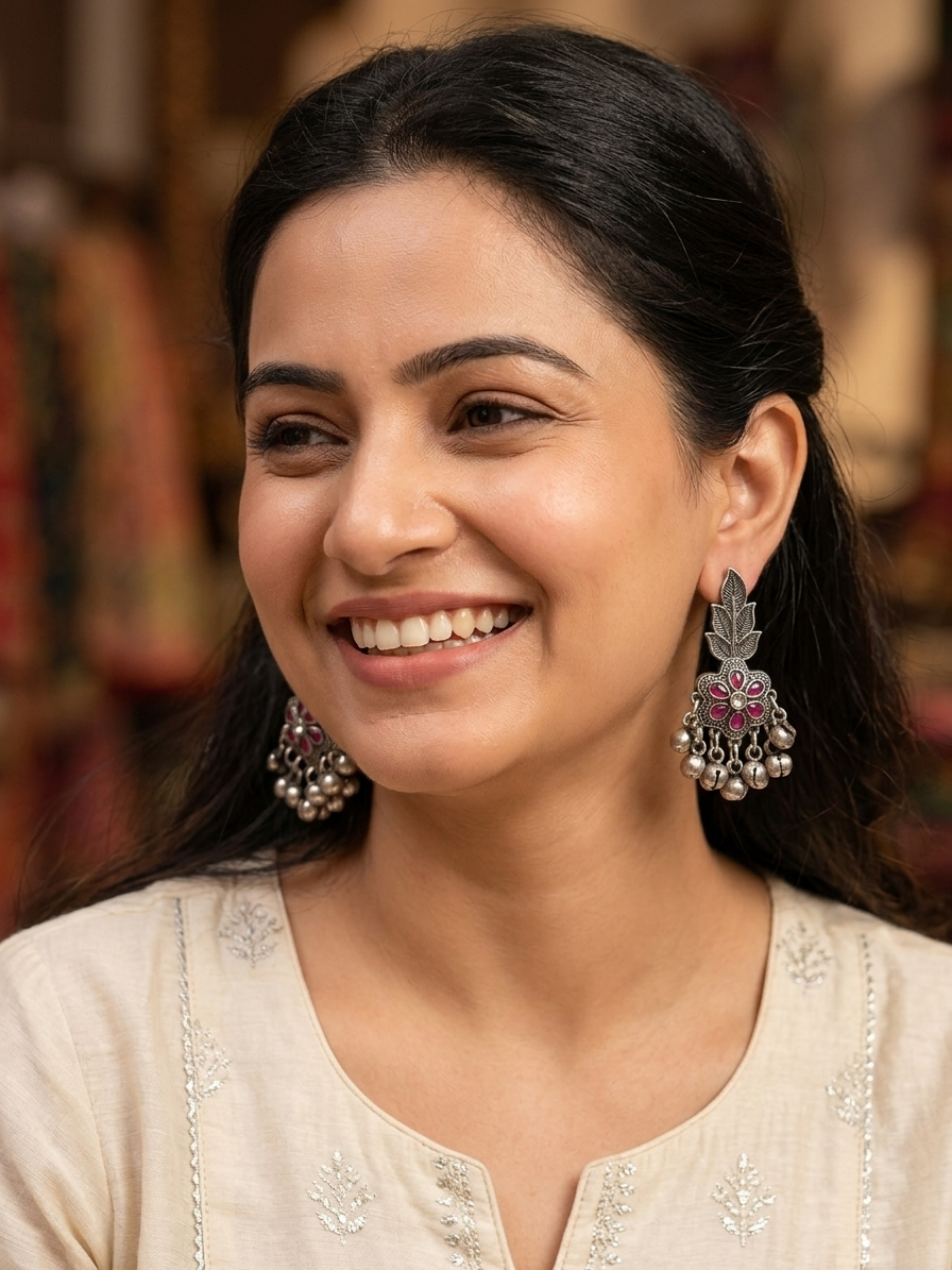 Gulnaar Silver Bloom Earrings