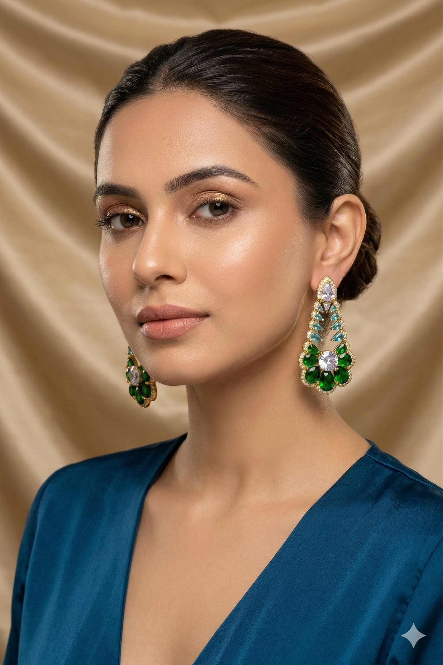 Emerald Cascade Glamour Earrings