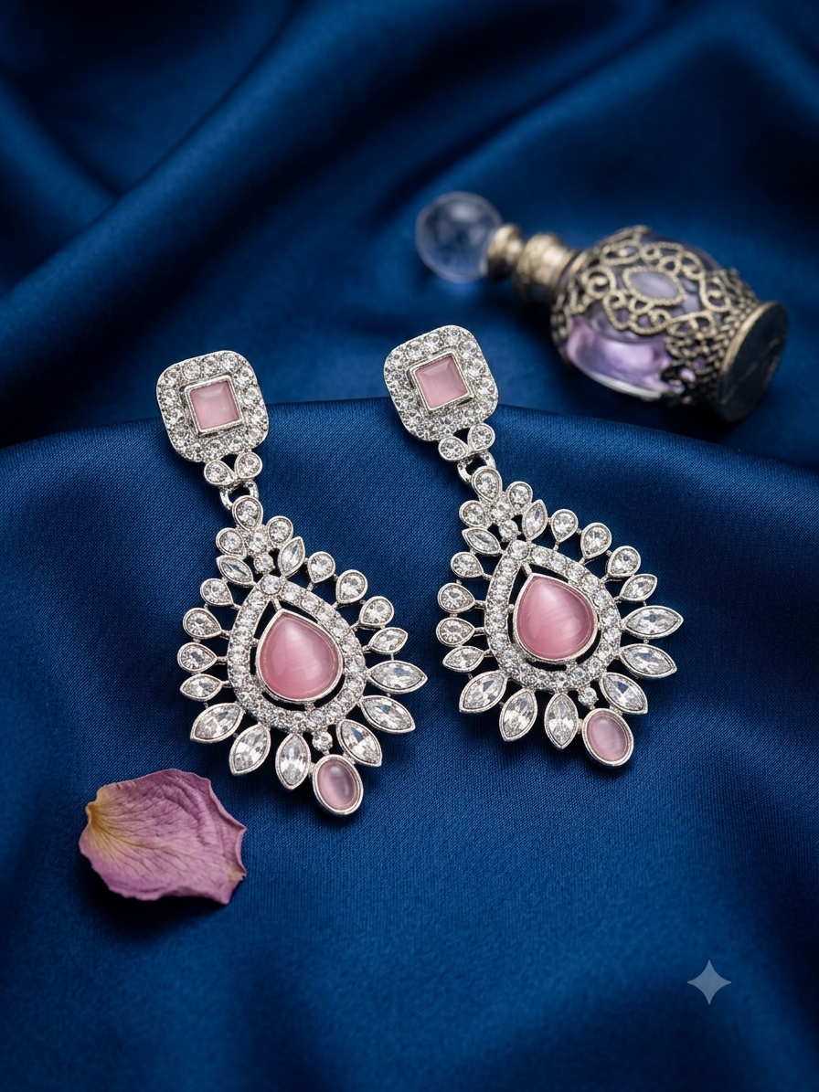 Baby Pink Ruby Gemstone Drop Earrings