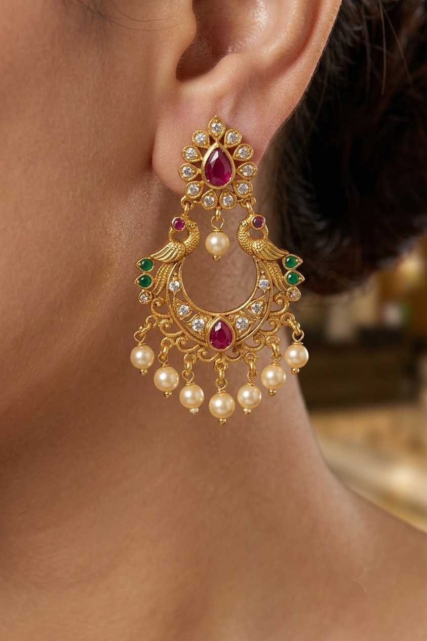 Regal Peacock Symphony Earrings