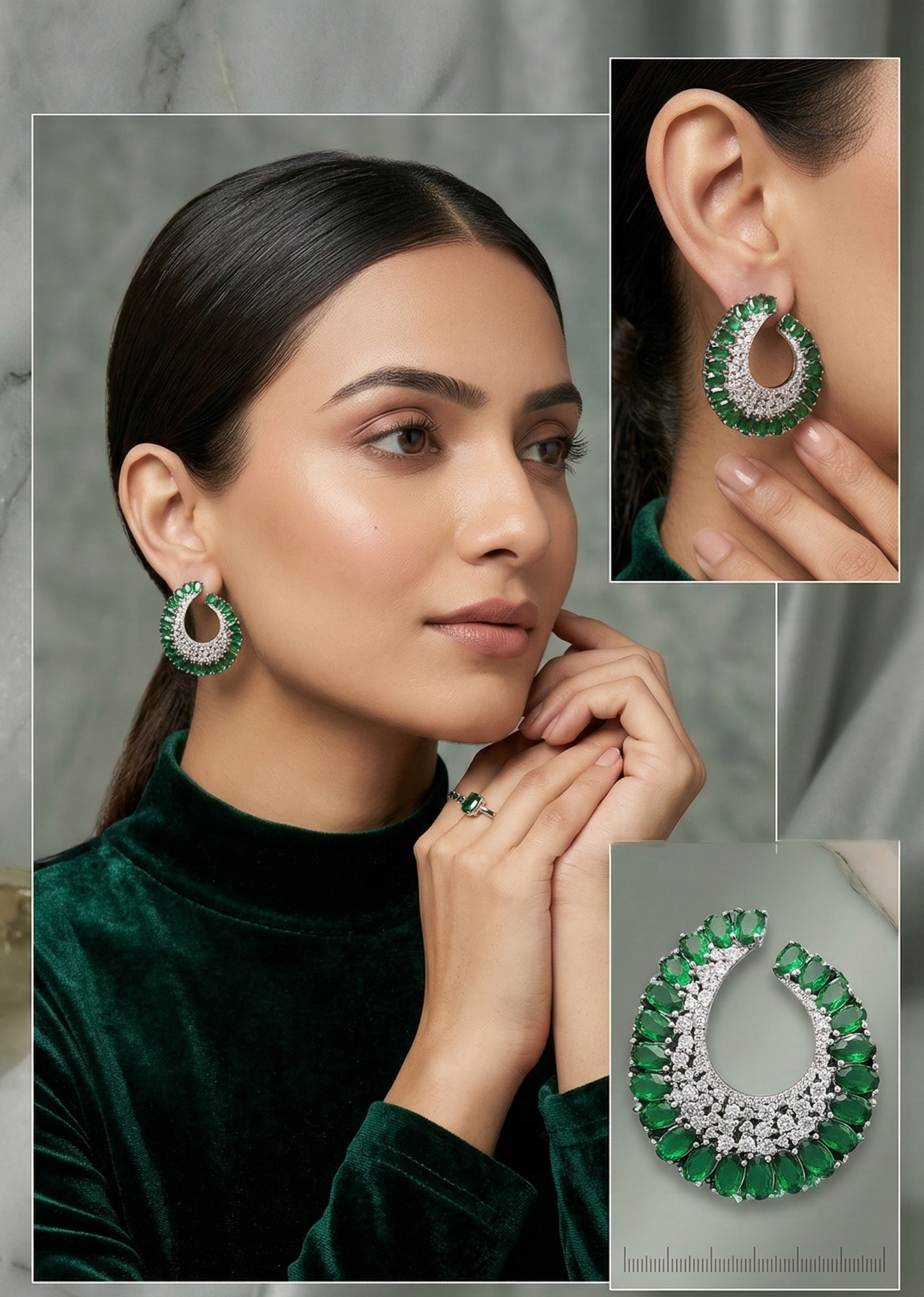 Emerald Elegance Hoop Earrings