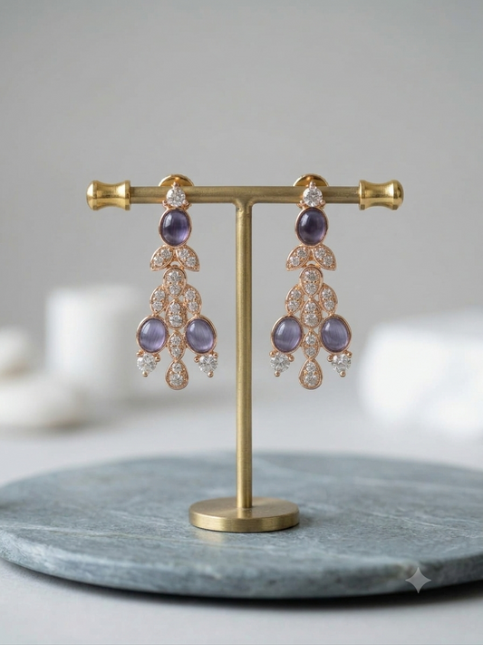 Lavender Crystal Cascade Earrings