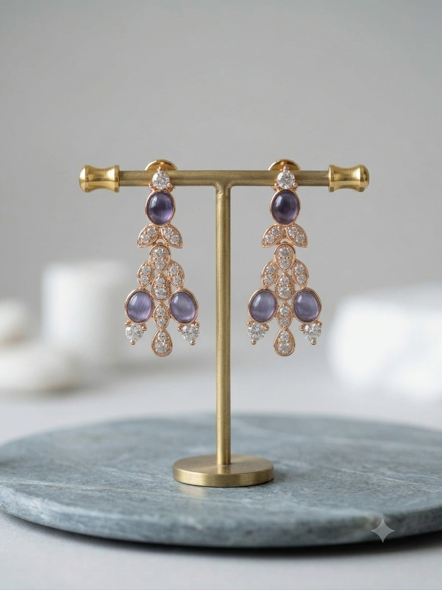 Lavender Crystal Cascade Earrings