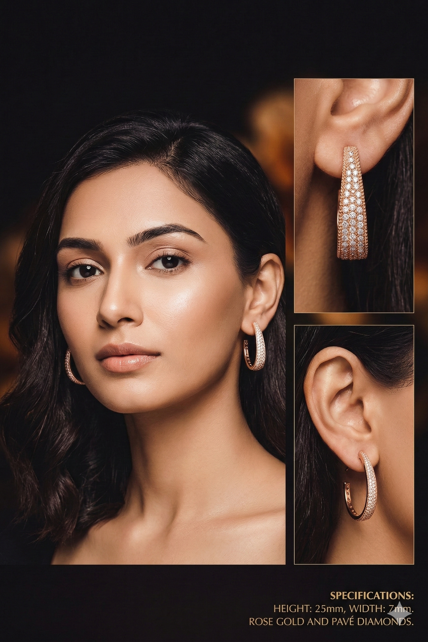 Rose Gold Sparkle Hoops