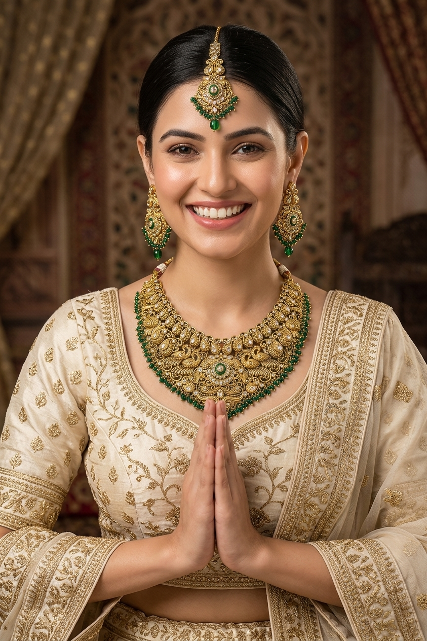 Emerald Peacock Heritage Necklace Set