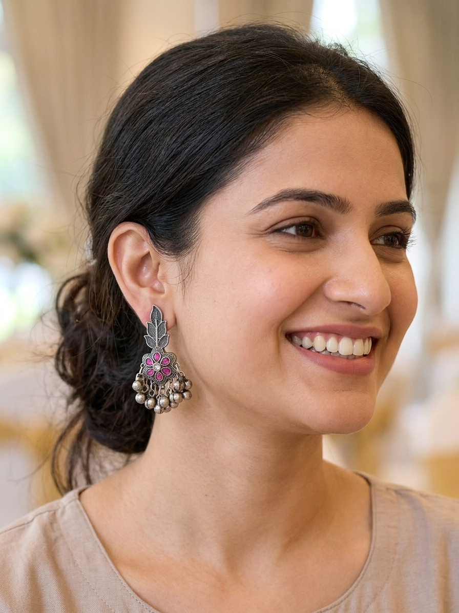 Gulnaar Silver Bloom Earrings