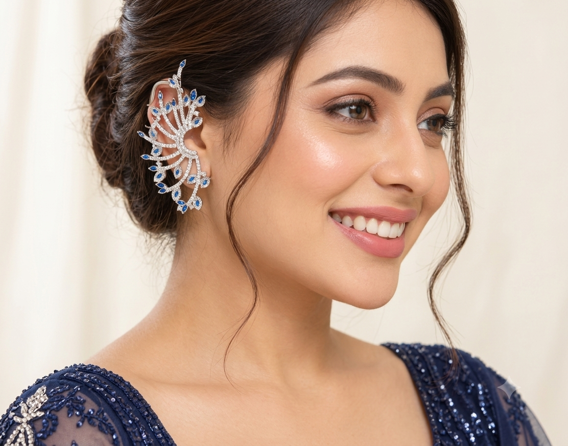 Royal Blue Crystal Wing Earrings