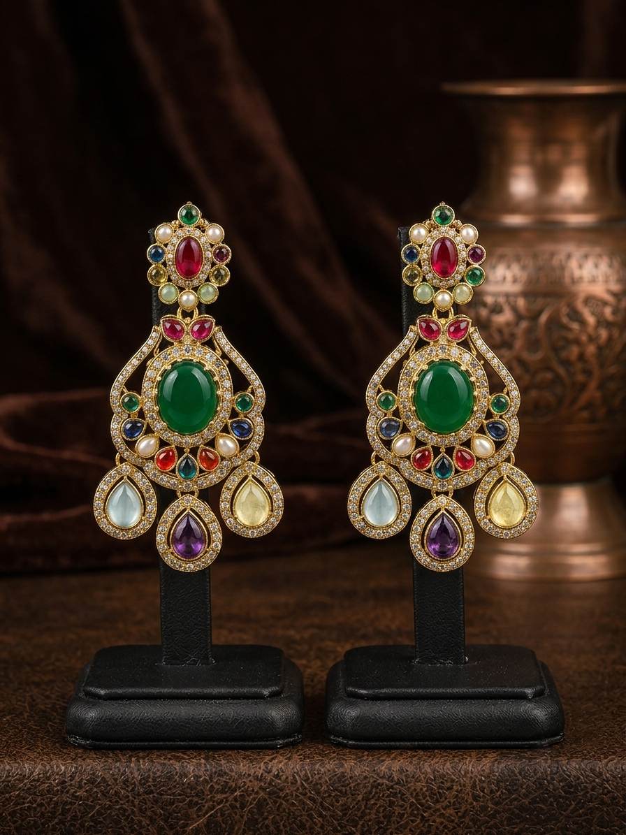 Royal Sabyasachi Navratan Gemstone Necklace Set