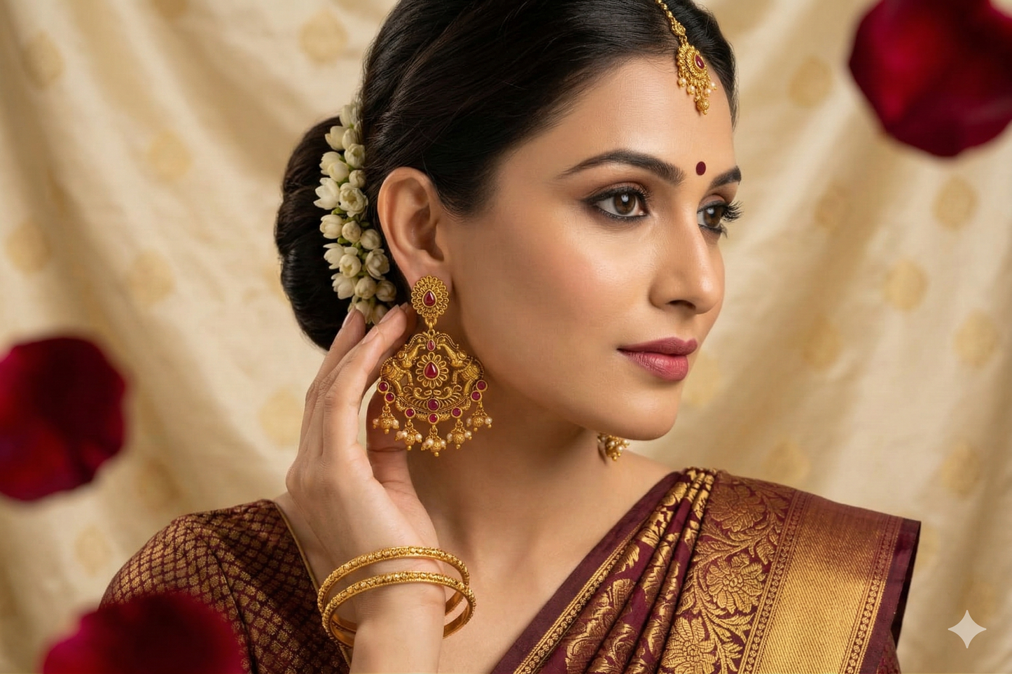 Regal Ruby Temple Jhumkas