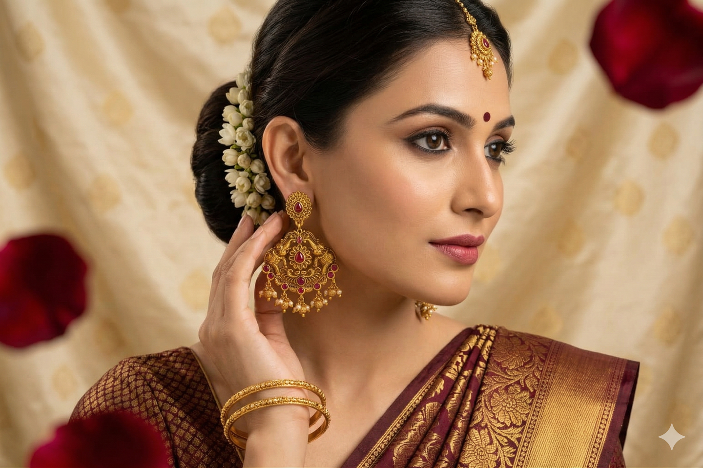 Regal Ruby Temple Jhumkas