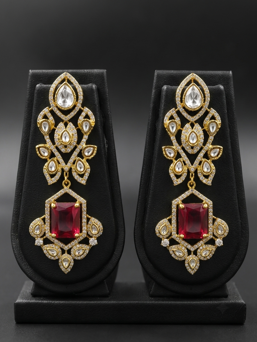 Ruby Leaf Elegance Necklace Set