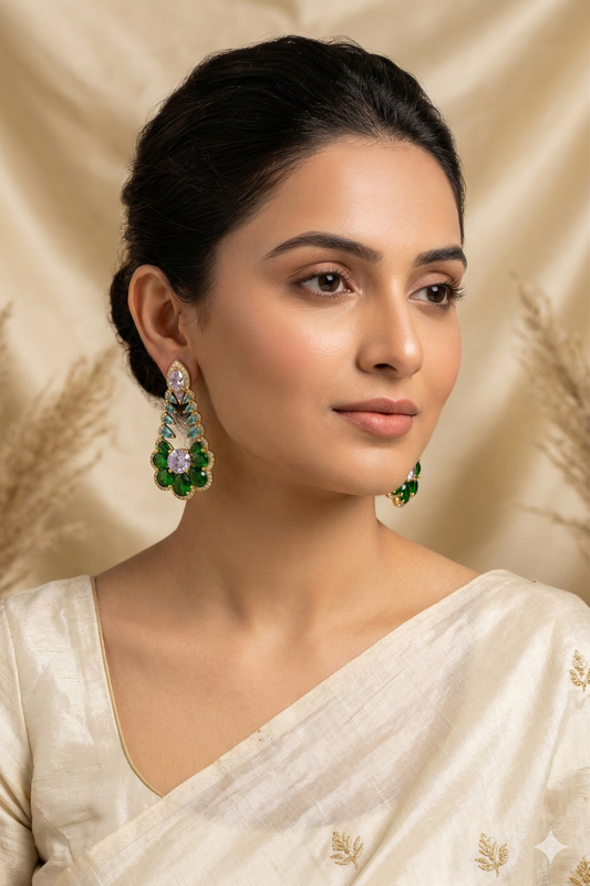 Emerald Cascade Glamour Earrings