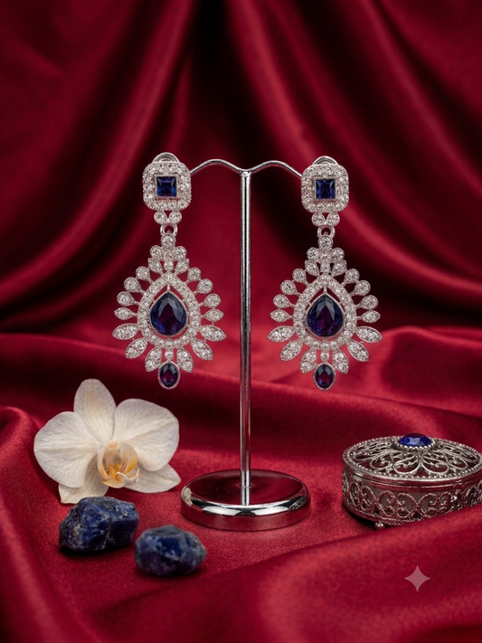 Blue Ruby Gemstone Drop Earrings