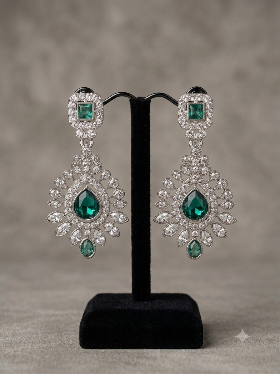 Green Ruby Gemstone Drop Earrings