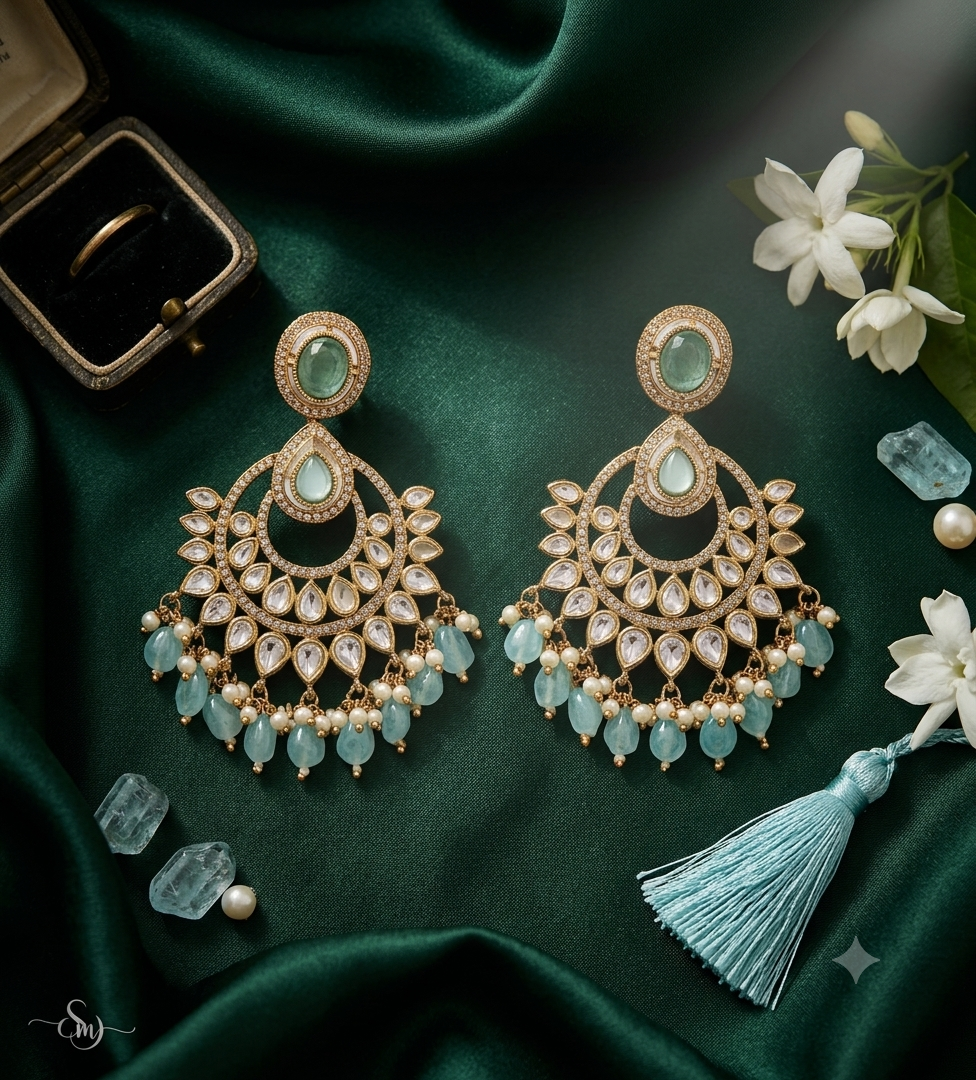 Turquoise Blue Crescent Earrings