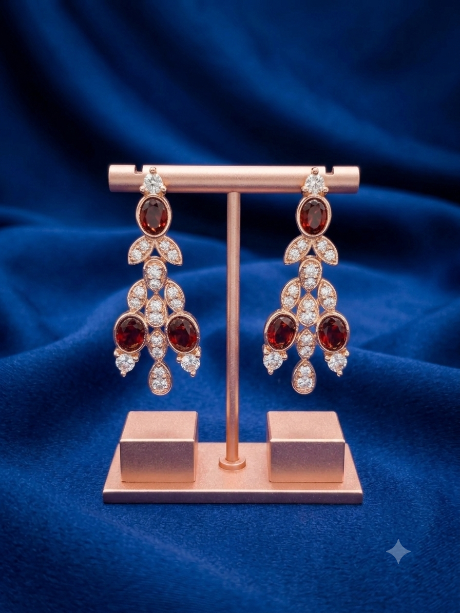 Red Crystal Cascade Earrings
