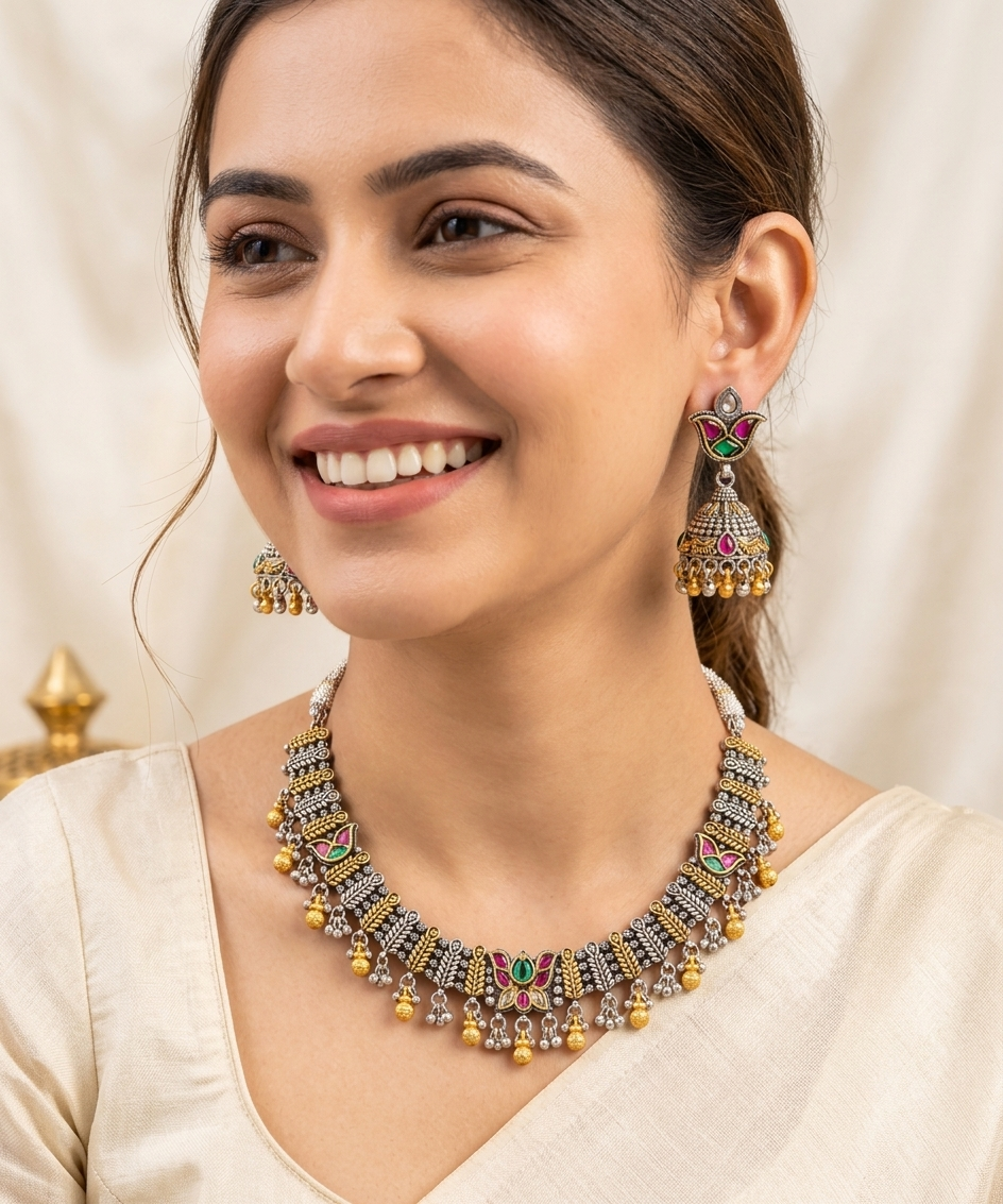 Emerald & Ruby Heritage Necklace Set