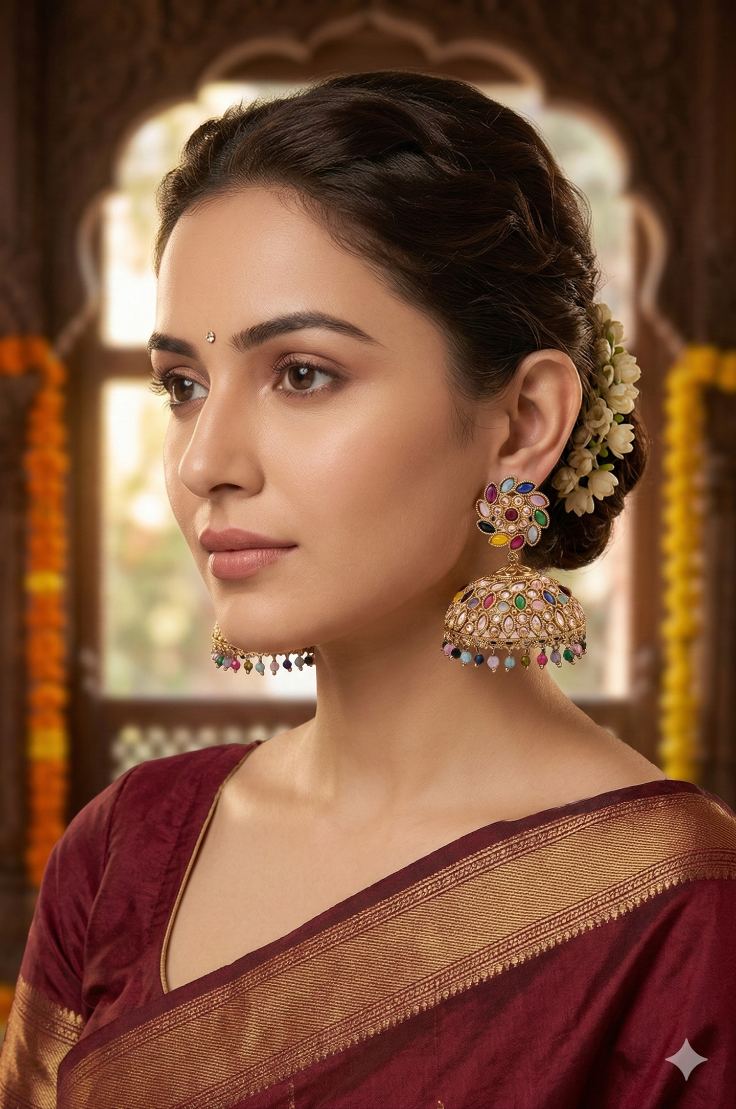 Regal Multicolored Kundan Jhumka