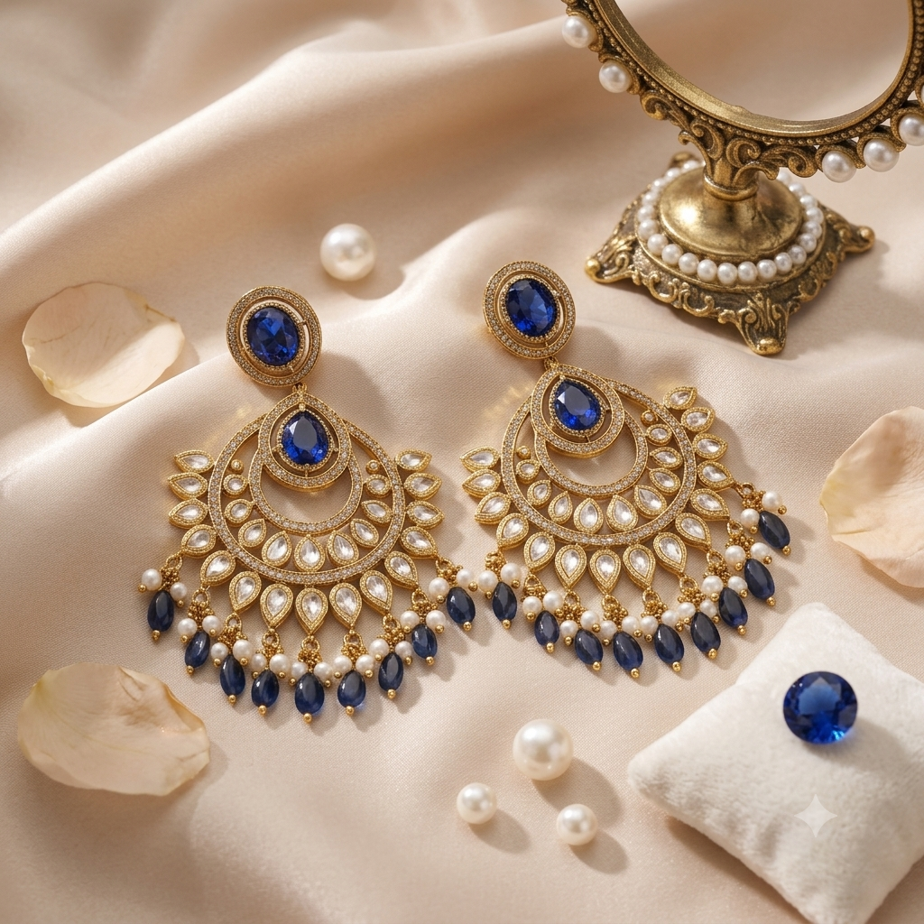 Royal Blue Crescent Earrings
