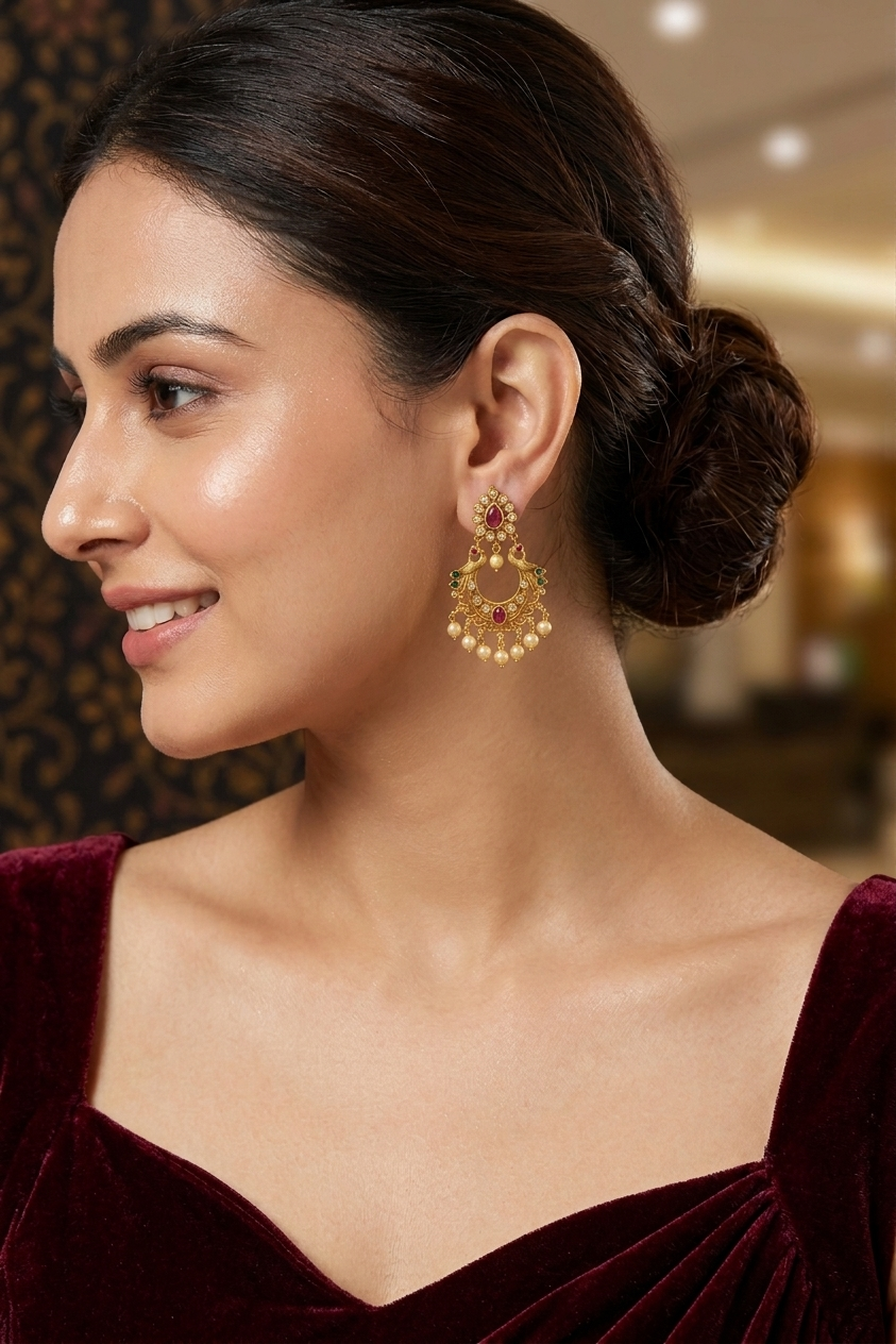 Regal Peacock Symphony Earrings