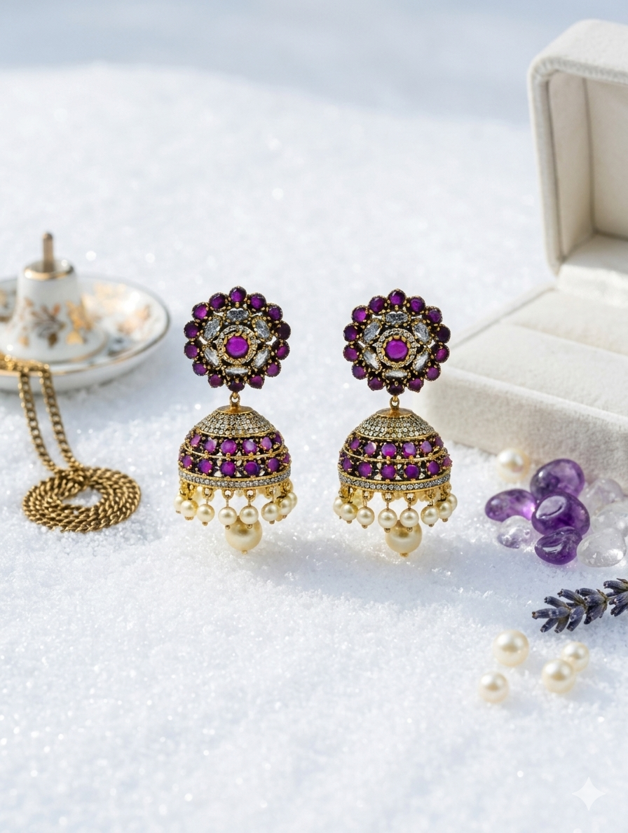 Regal Amethyst Jhumka Earrings