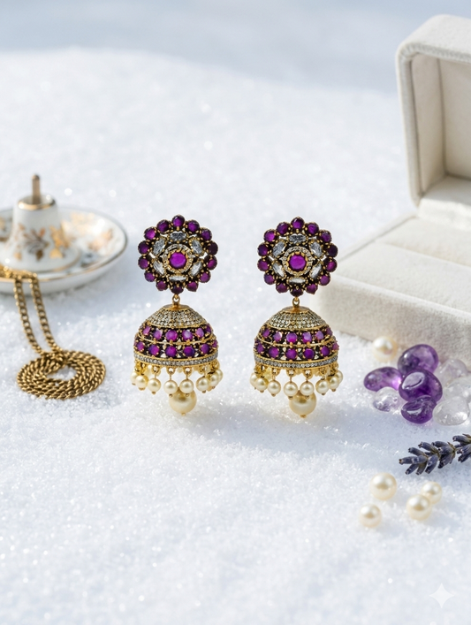 Regal Amethyst Jhumka Earrings