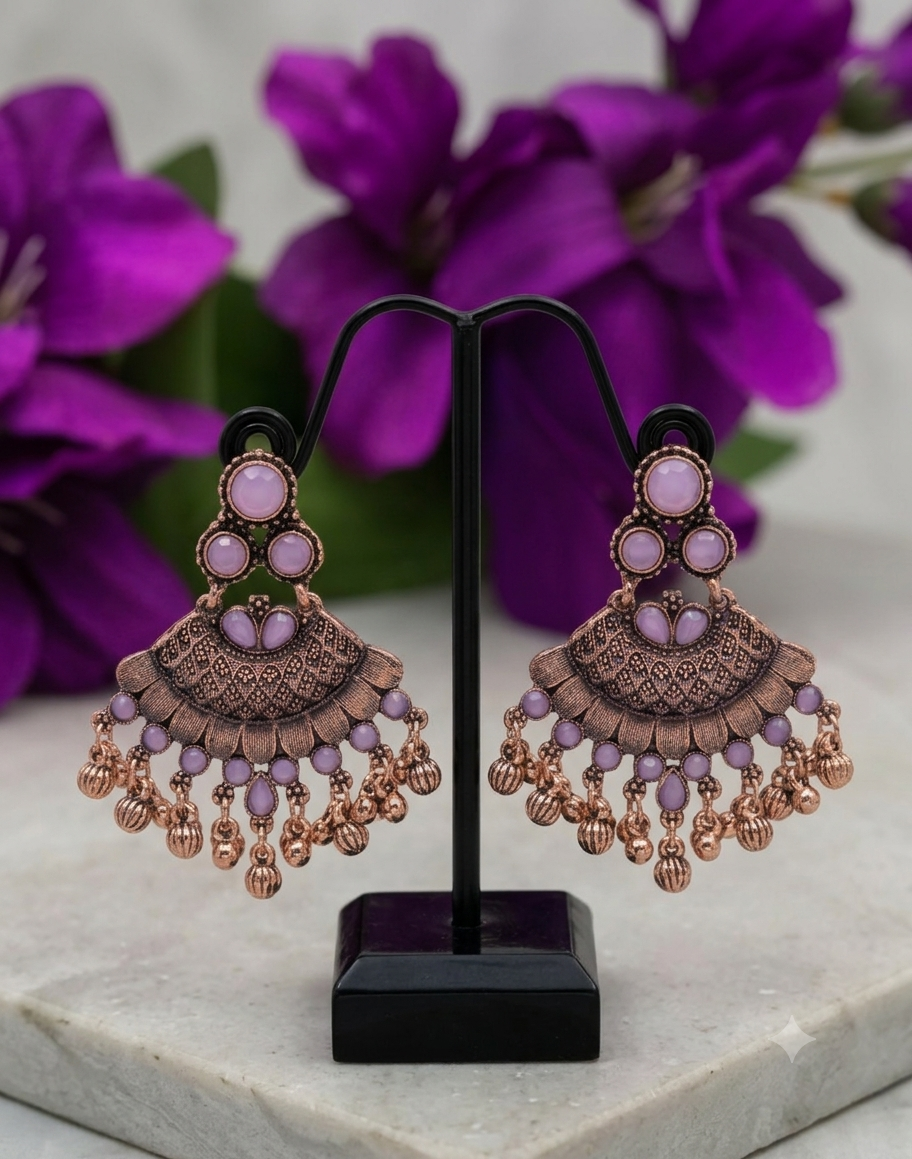 Lavender Aura Chandbali Earrings