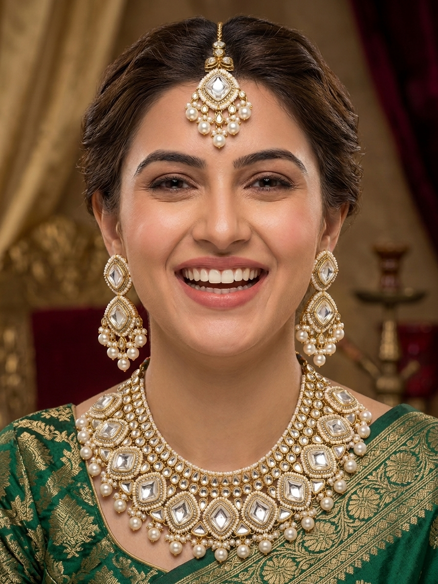 Heritage Kundan Pearl Necklace Set