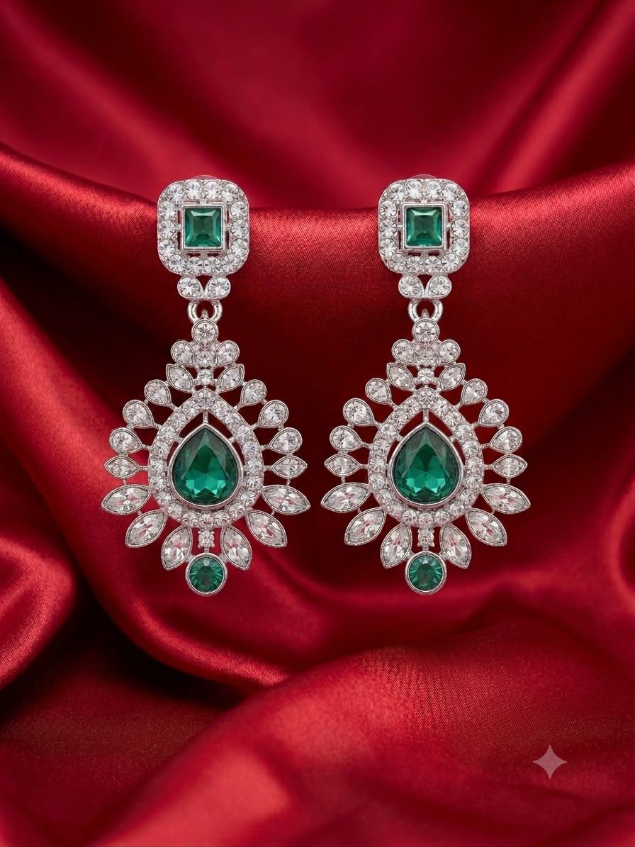 Green Ruby Gemstone Drop Earrings
