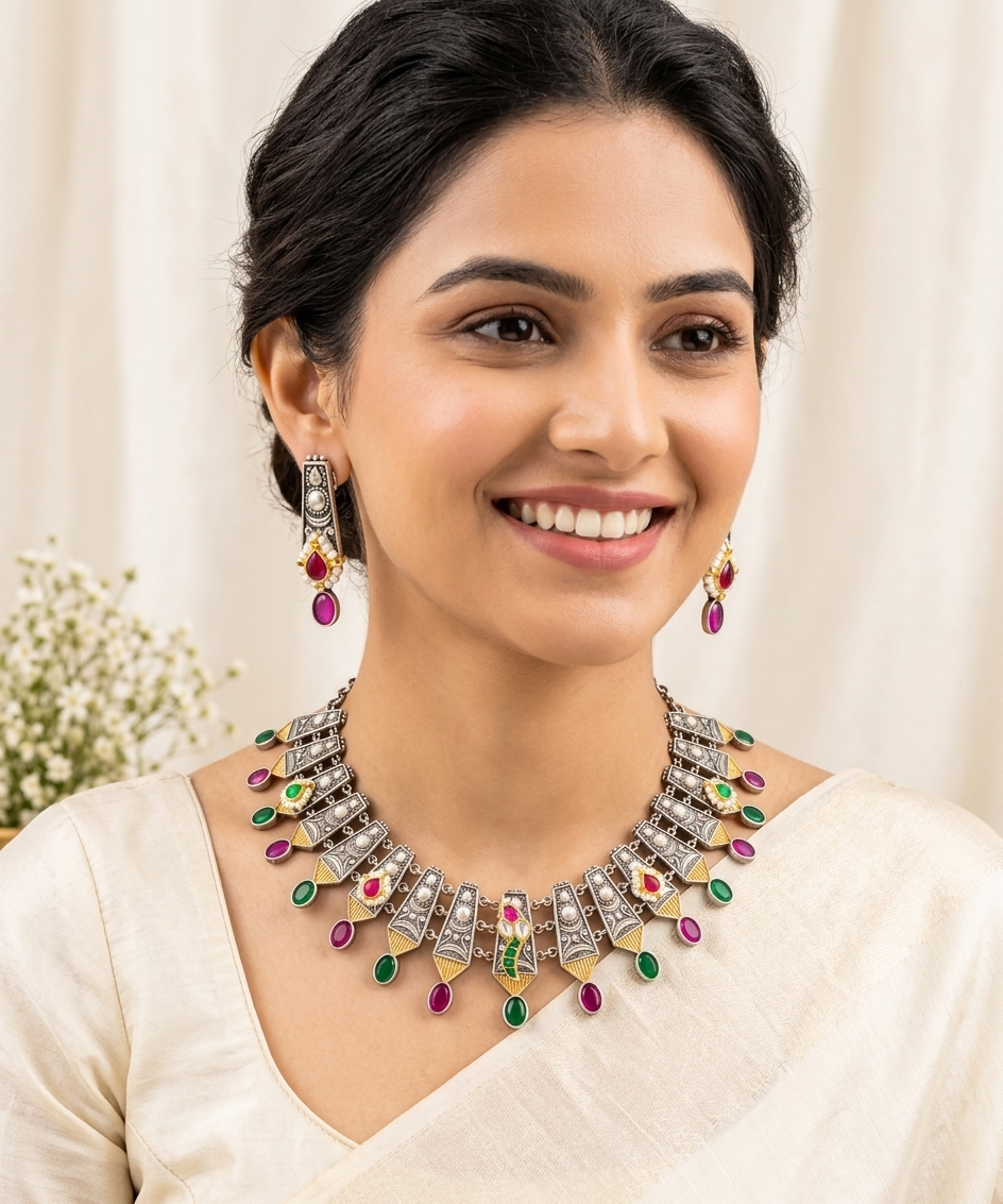 Royal Multicolor Tribal Necklace Set