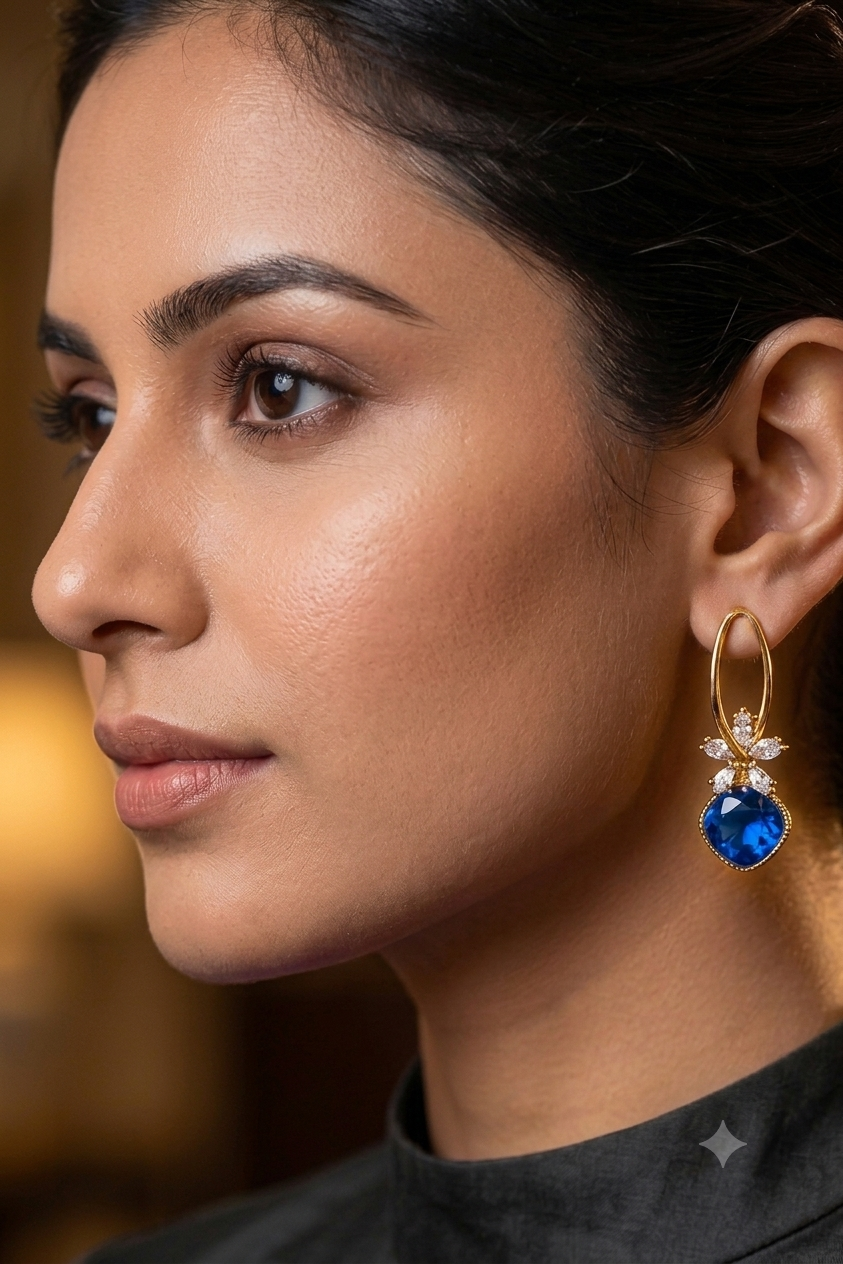 Midnight Bloom Sapphire Earrings