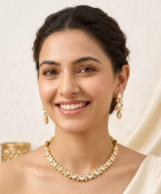 Crystal Elegance Kundan Necklace Set