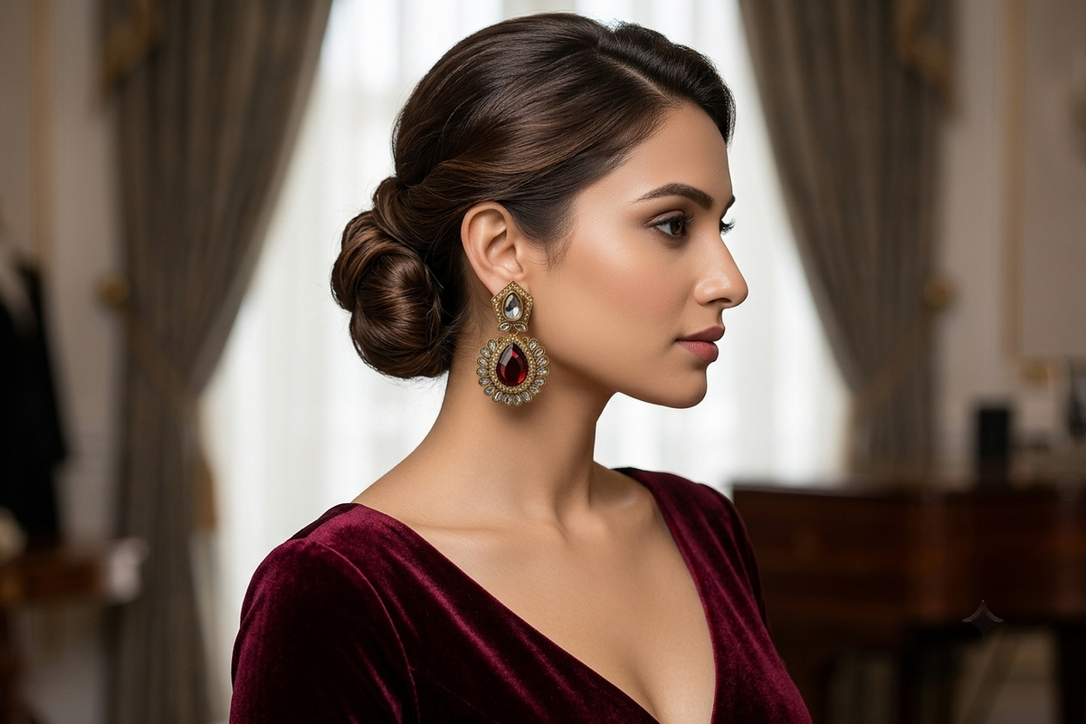 Crimson Royale Kundan Studs