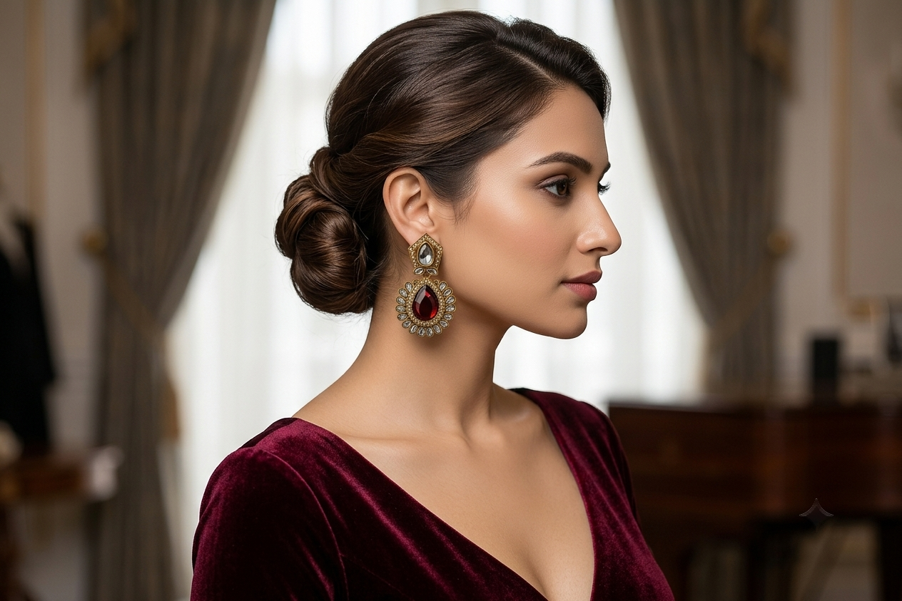 Crimson Royale Kundan Studs