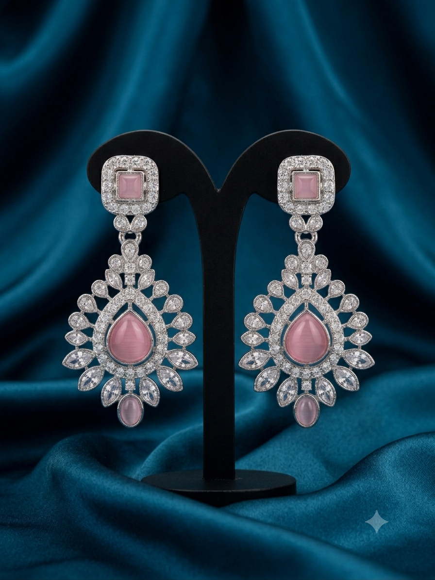 Baby Pink Ruby Gemstone Drop Earrings
