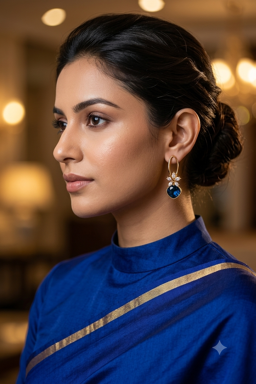 Midnight Bloom Sapphire Earrings
