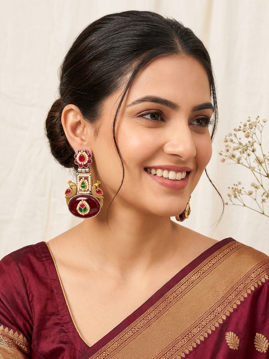 Ruby Emerald Heritage Dangler Earrings