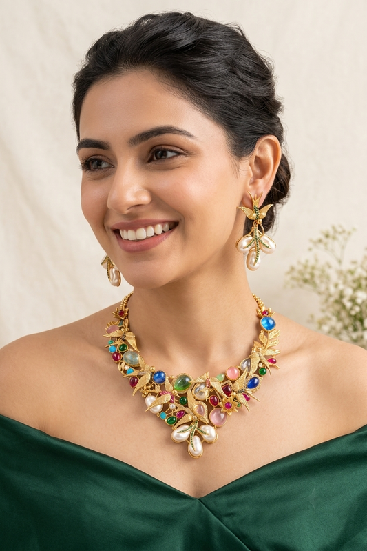 Multicolor Garden Luxe Designer Necklace Set