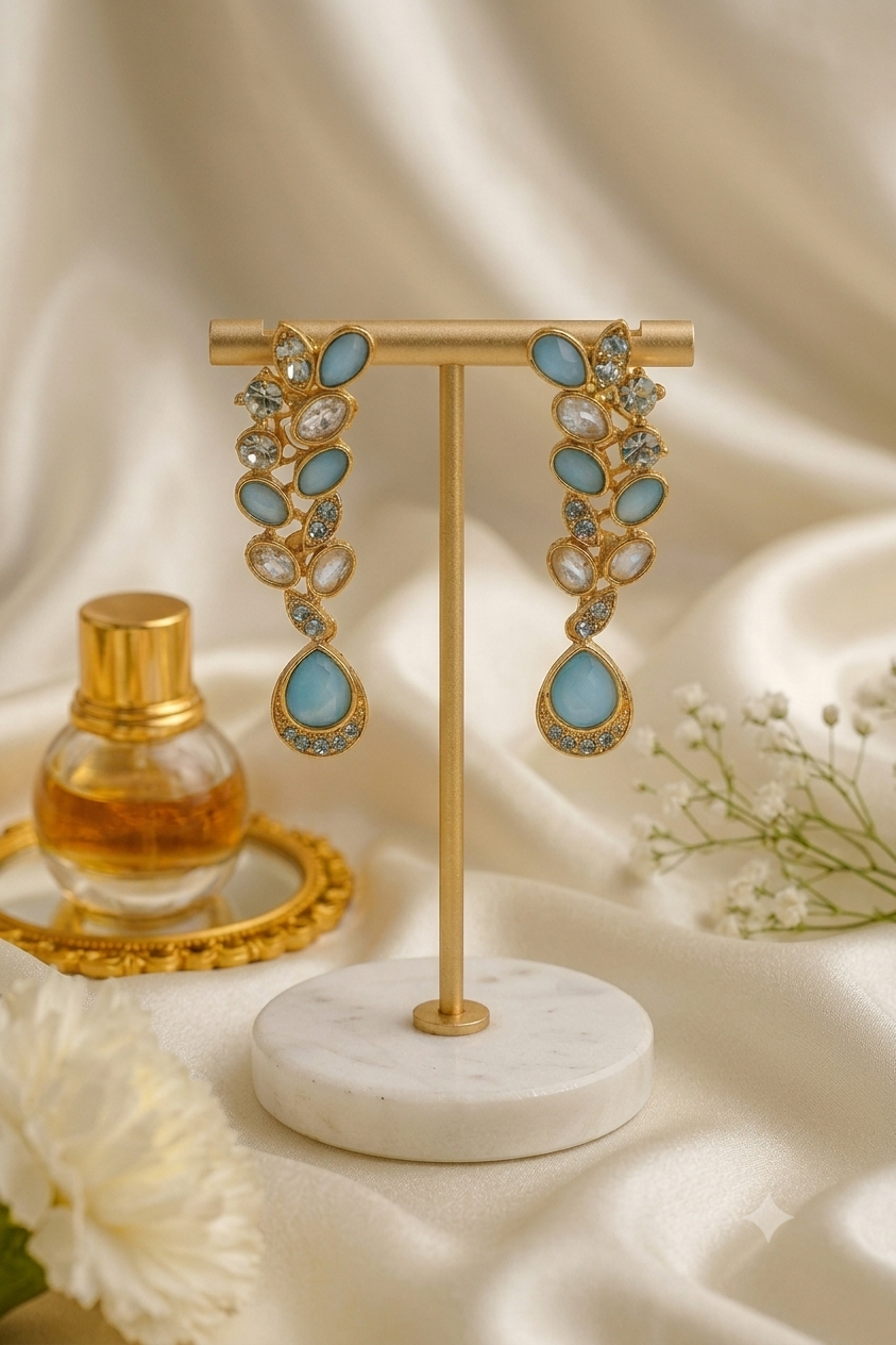 Turquoise Blue Celestial Raindrop Earrings