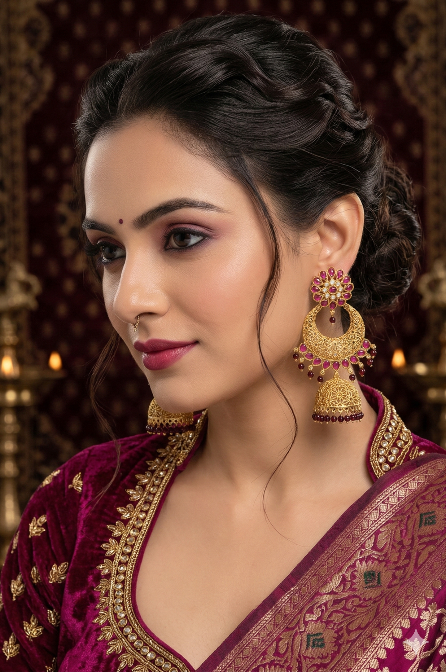 Ethereal Ruby Bloom Filigree Earrings