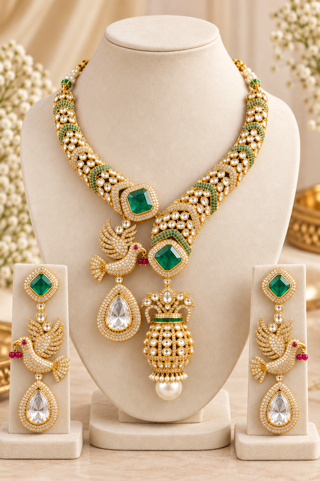 Emerald Heritage Statement Necklace Set
