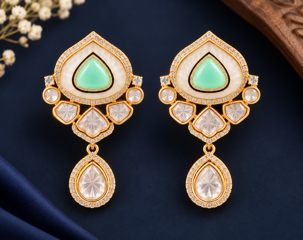 Royal Mint Emerald Kundan Necklace Set
